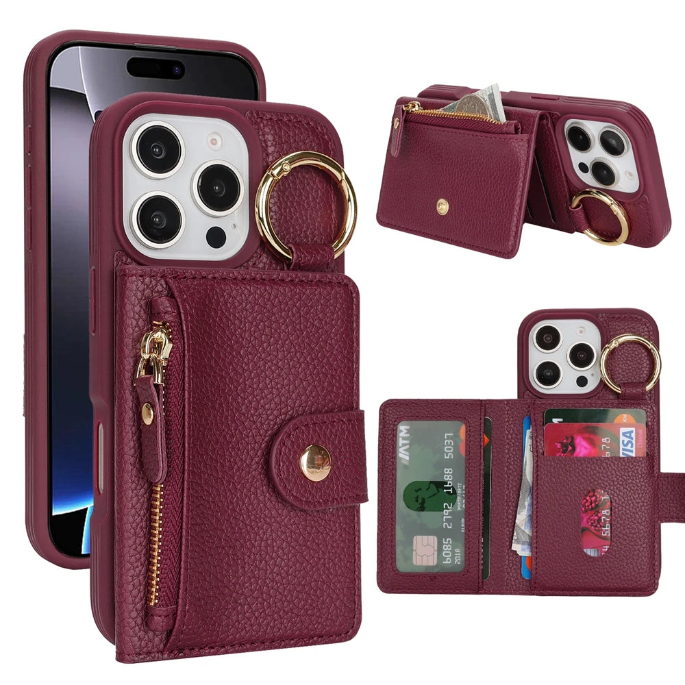 Elegant Leather Zipper Wallet Case™