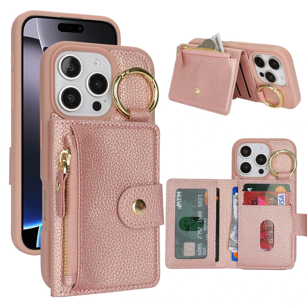 Elegant Leather Zipper Wallet Case™