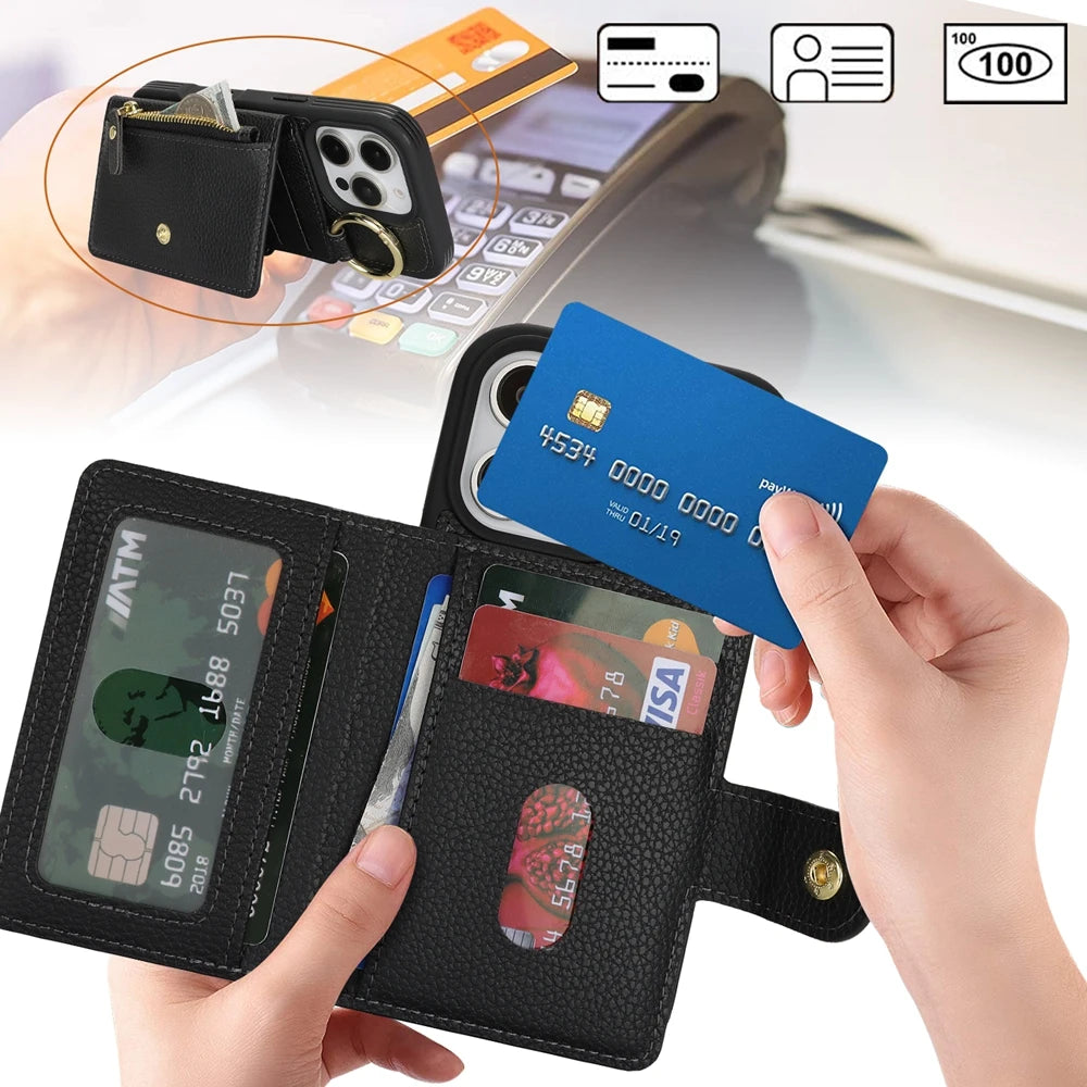 Elegant Leather Zipper Wallet Case™