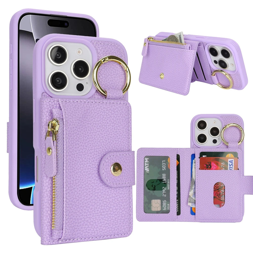 Elegant Leather Zipper Wallet Case™