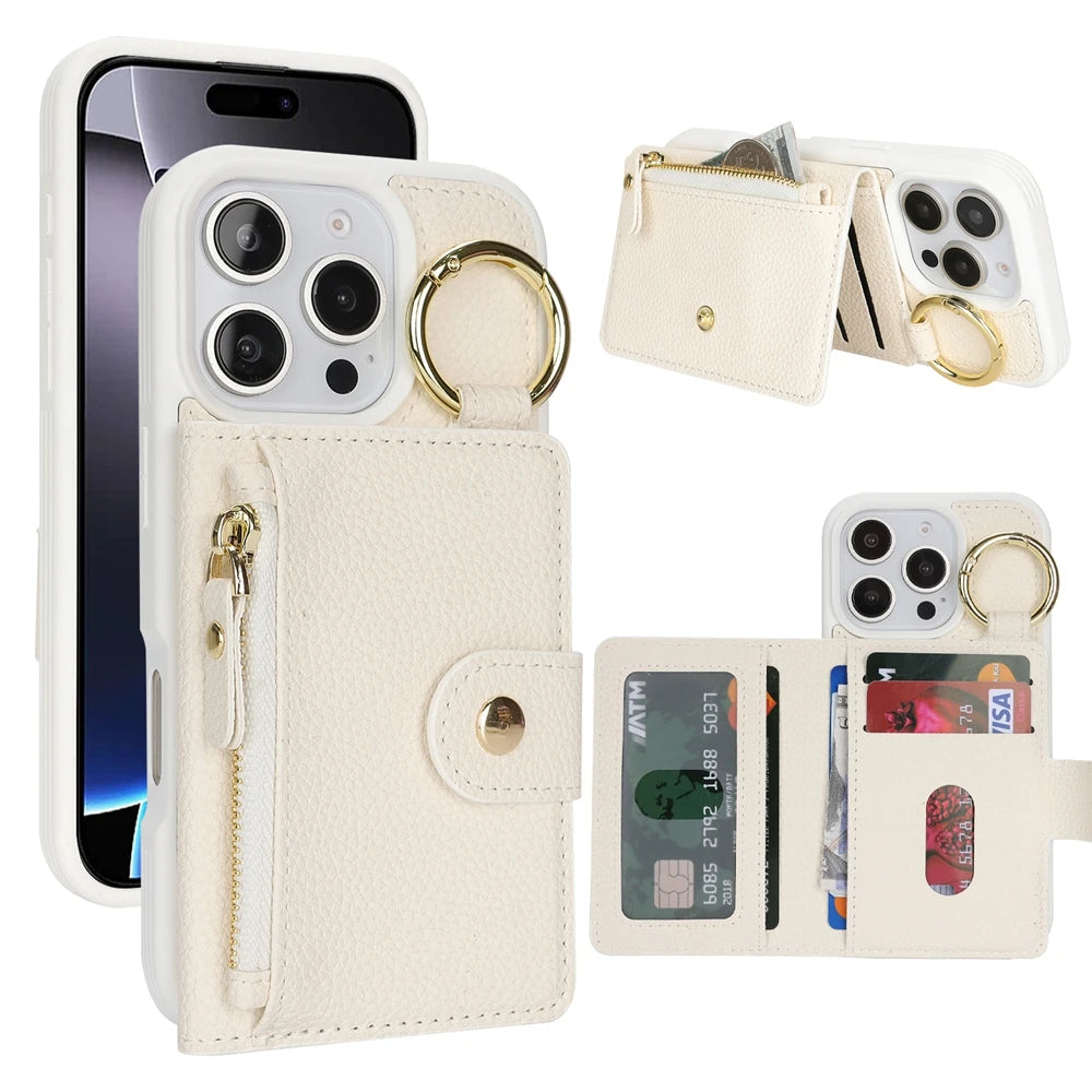 Elegant Leather Zipper Wallet Case™